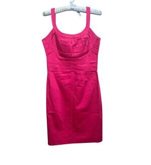 Calvin Klein dress bodycon hot pink lined adjustable strap pleats on chest Sz 6